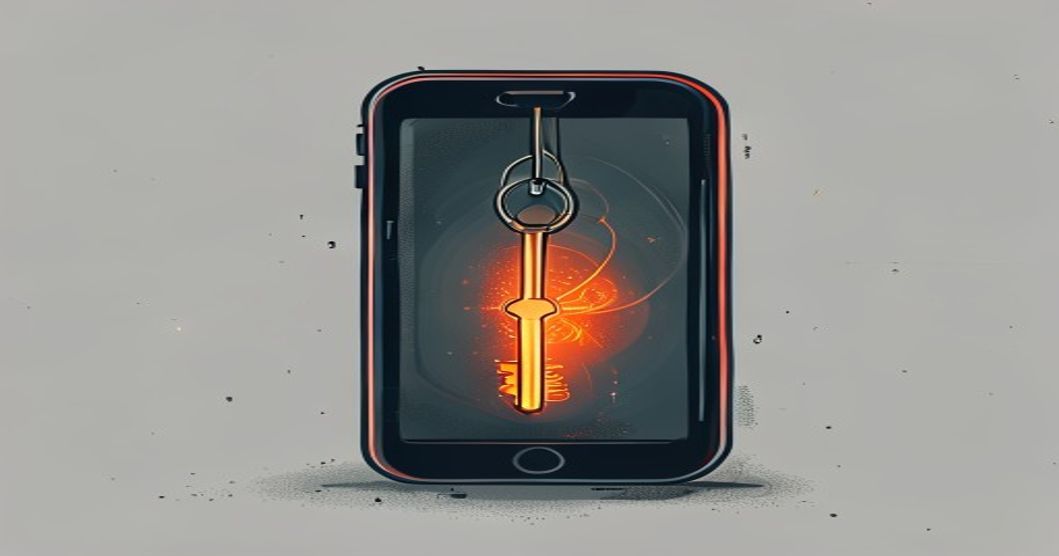 A phishing hook failing to steal a key that is locked inside a phone