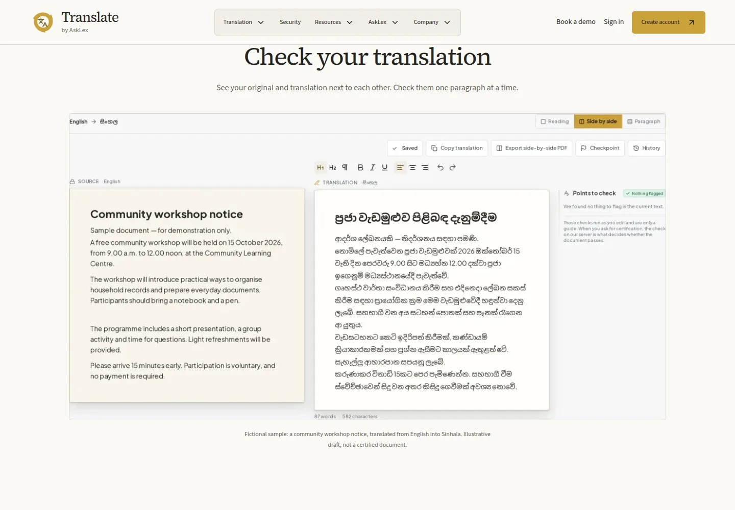 Translate — Document comparison