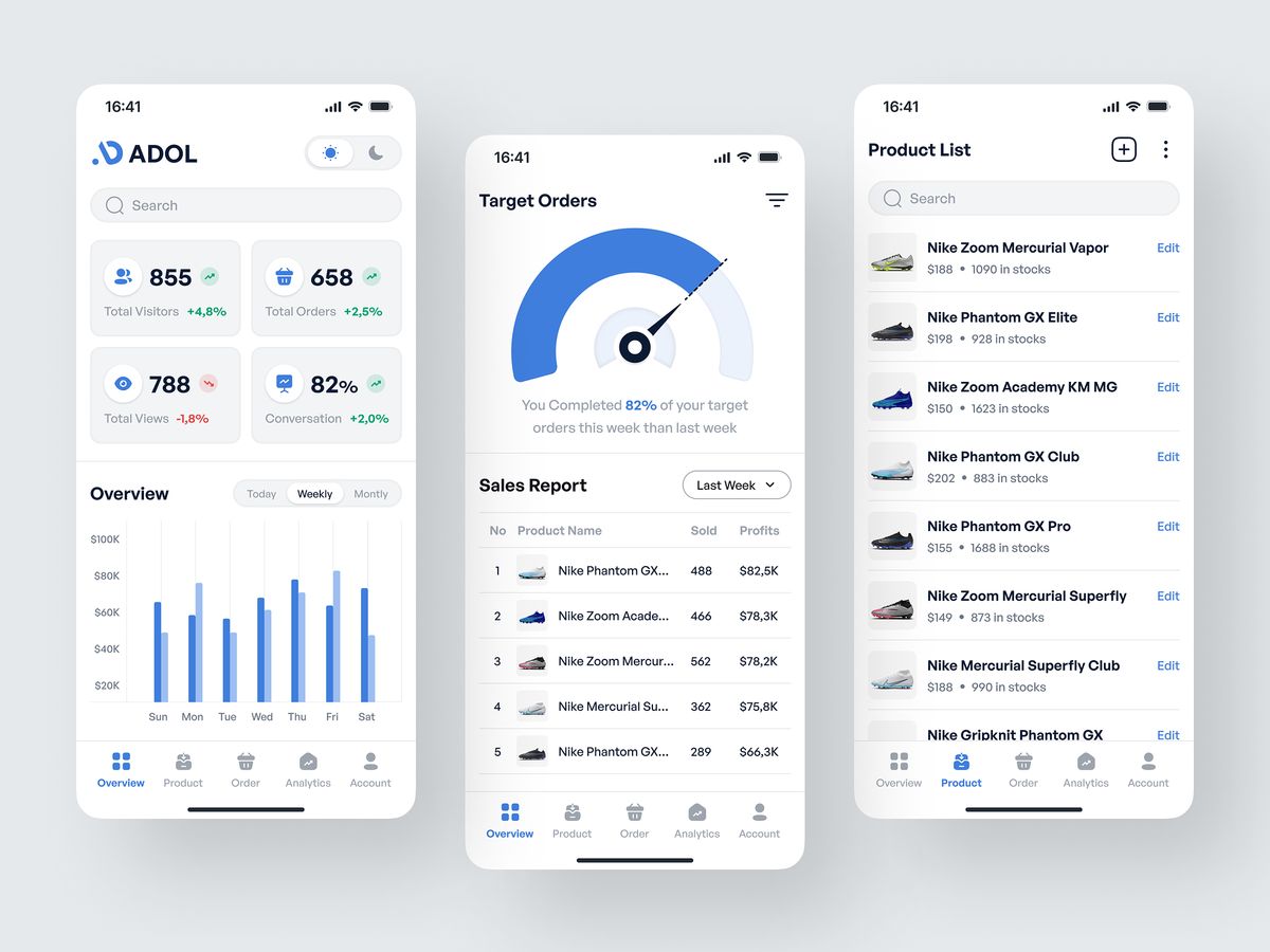 Interface de rapports mobile