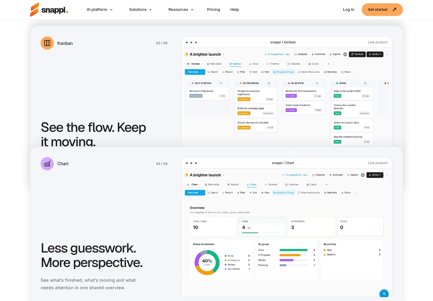 Snappi — Kanban view