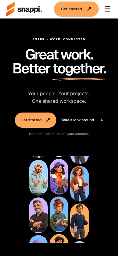 Snappi — Mobile homepage