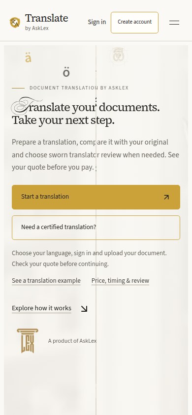 Translate — Mobile Startseite